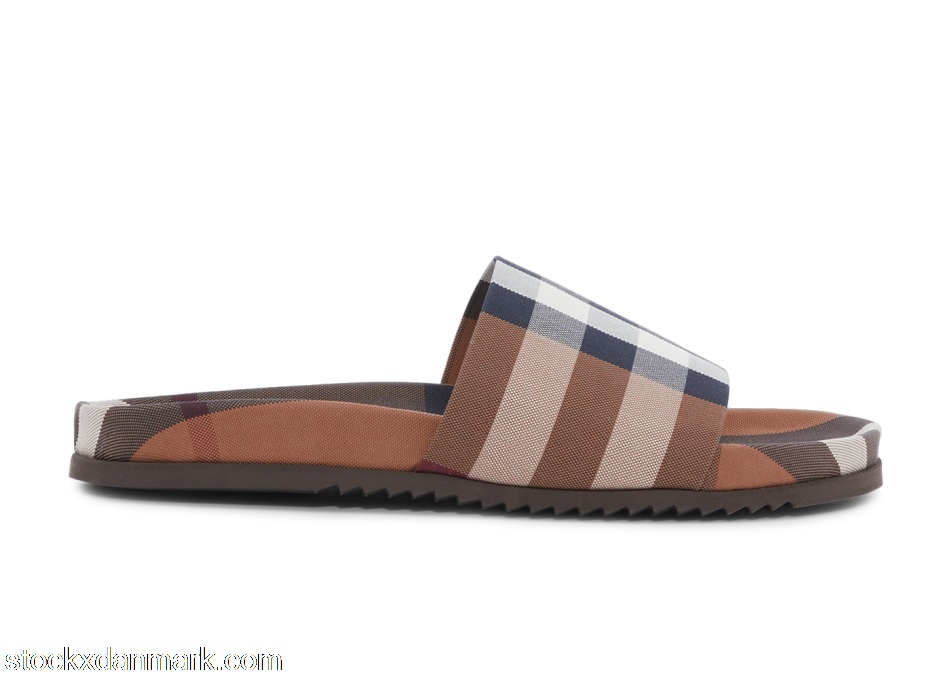 Burberry Check Cotton Slides Birch Brown8049018