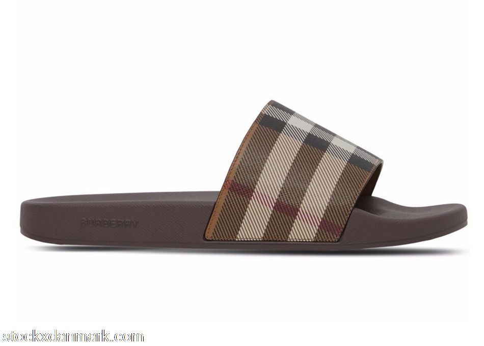Burberry Check Print Slides Dark Birch Brown8048195